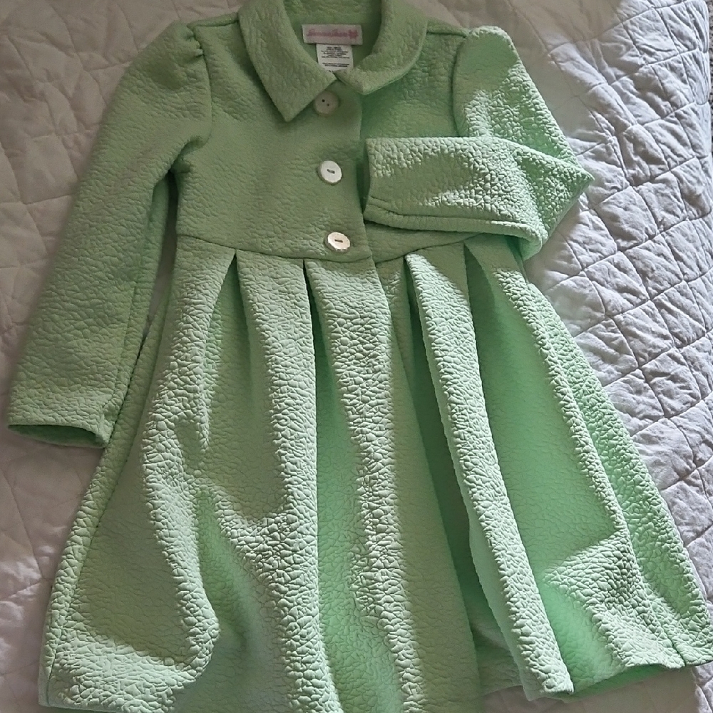 Bonnie Jean Mint Green Coat with Floral Dress - Picture 3 of 6